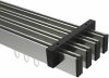 10212818-XX3928 Innenlauf Gardinenstange Deckenmontage Aluminium / Metall eckig 14x35 mm 4-läufig SMARTLINE - Paxo Edelstahl-Optik / Schwarz