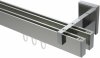 10212821-XX3912 Innenlauf Gardinenstange Aluminium / Metall eckig 14x35 mm 2-läufig SMARTLINE - Paxo Edelstahl-Optik / Chrom