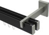 10212822-XX2839 Innenlauf Gardinenstange Aluminium / Metall eckig 14x35 mm 2-läufig SMARTLINE - Paxo Schwarz / Edelstahl-Optik (WA lang)