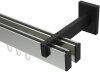 10212822-XX3928 Innenlauf Gardinenstange Aluminium / Metall eckig 14x35 mm 2-läufig SMARTLINE - Paxo Edelstahl-Optik / Schwarz (WA lang)