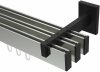 10212824-XX3928 Innenlauf Gardinenstange Aluminium / Metall eckig 14x35 mm 3-läufig SMARTLINE - Paxo Edelstahl-Optik / Schwarz (WA lang)