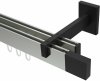 10212922-XX3928 Innenlauf Gardinenstange Aluminium / Metall eckig 14x35 mm 2-läufig SMARTLINE - Lox Edelstahl-Optik / Schwarz (WA lang)