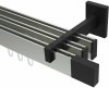 10212924-XX3928 Innenlauf Gardinenstange Aluminium / Metall eckig 14x35 mm 3-läufig SMARTLINE - Lox Edelstahl-Optik / Schwarz (WA lang)