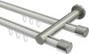  Innenlauf Gardinenstange Aluminium / Metall 20 mm Ø 2-läufig PLATON - Santo Weiß / Edelstahl-Optik