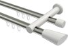 10213212-XX3932 Innenlauf Gardinenstange Aluminium / Metall 20 mm Ø 2-läufig PLATON - Bento Edelstahl-Optik / Weiß