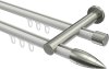  Innenlauf Gardinenstange Aluminium / Metall 20 mm Ø 2-läufig PLATON - Samanto Weiß / Edelstahl-Optik