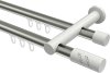 10214212-XX3932 Innenlauf Gardinenstange Aluminium / Metall 20 mm Ø 2-läufig PLATON - Zoena Edelstahl-Optik / Weiß