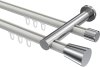  Innenlauf Gardinenstange Aluminium / Metall 20 mm Ø 2-läufig PLATON - Sitra Weiß / Chrom