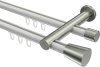  Innenlauf Gardinenstange Aluminium / Metall 20 mm Ø 2-läufig PLATON - Sitra Weiß / Edelstahl-Optik