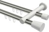 10214612-XX3932 Innenlauf Gardinenstange Aluminium / Metall 20 mm Ø 2-läufig PLATON - Sitra Edelstahl-Optik / Weiß