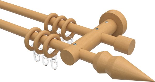 Gardinenstange Holz 16 mm Ø 2-läufig ADRIAN - Doman Buche lackiert 100 cm