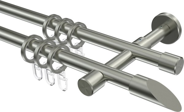 Gardinenstange Edelstahl-Optik 16 mm Ø 2-läufig SINUX - Santoni 100 cm