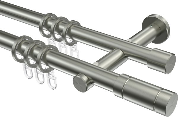 Gardinenstange Edelstahl 20 mm Ø 2-läufig TREND - Elias 100 cm