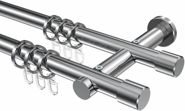 Gardinenstange Metall 20 mm Ø 2-läufig PLATON - Santo Chrom 100 cm