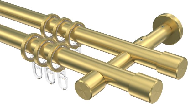 Gardinenstange Messing-Optik 20 mm Ø 2-läufig PRESTIGE - Santo 100 cm