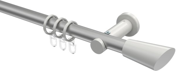Gardinenstange Metall 20 mm Ø PLATON - Bento Silbergrau / Weiß 100 cm