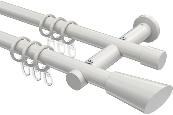 Gardinenstange Metall 20 mm Ø 2-läufig PLATON - Bento Weiß 100 cm