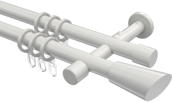 Gardinenstange Metall 20 mm Ø 2-läufig PRESTIGE - Bento Weiß 100 cm