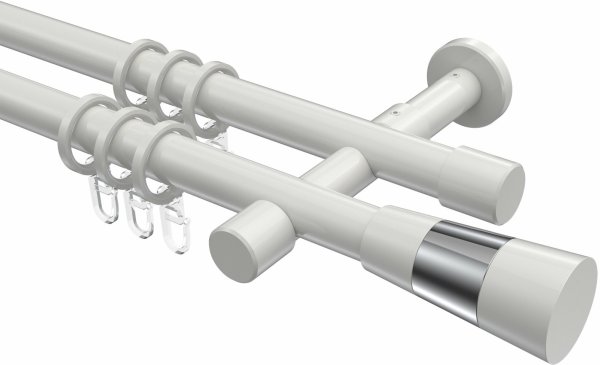 Gardinenstange Metall 20 mm Ø 2-läufig PRESTIGE - Tanara Weiß 100 cm