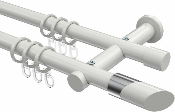 Gardinenstange Metall 20 mm Ø 2-läufig PLATON - Verano Weiß 100 cm