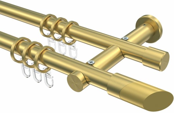 Gardinenstange Messing-Optik 20 mm Ø 2-läufig PLATON - Verano 100 cm