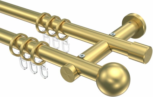 Gardinenstange Messing-Optik 20 mm Ø 2-läufig PLATON - Luino 100 cm