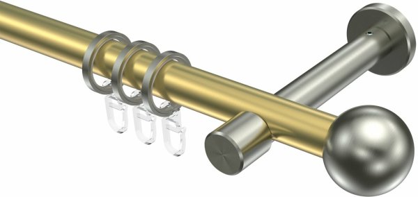 Gardinenstange Messing-Optik / Edelstahl-Optik 20 mm Ø PRESTIGE - Luino 100 cm