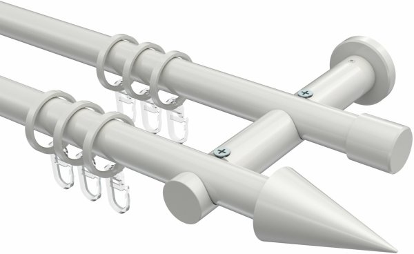 Gardinenstange Metall 20 mm Ø 2-läufig PLATON - Savio Weiß 100 cm