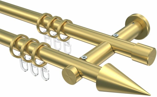 Gardinenstange Messing-Optik 20 mm Ø 2-läufig PLATON - Savio 100 cm