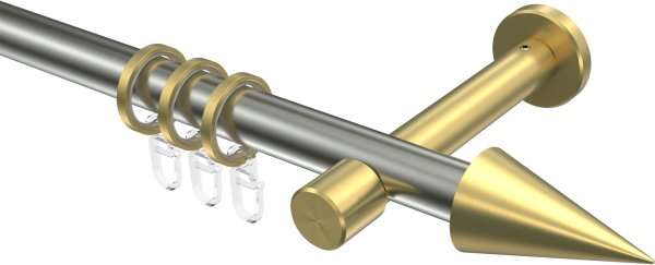 Gardinenstange Edelstahl-Optik / Messing-Optik 20 mm Ø PRESTIGE - Savio 100 cm