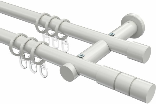 Gardinenstange Metall 20 mm Ø 2-läufig PLATON - Elanto Weiß 100 cm
