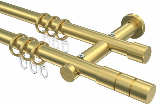 Gardinenstange Messing-Optik 20 mm Ø 2-läufig PLATON - Elanto 100 cm