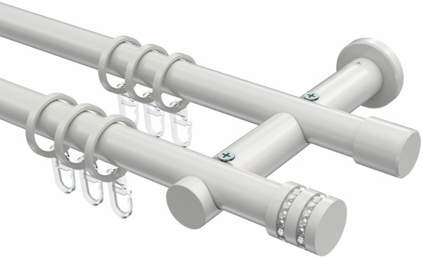 Gardinenstange Metall 20 mm Ø 2-läufig PLATON - Estana Weiß 100 cm