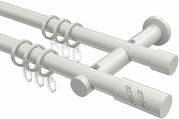 Gardinenstange Metall 20 mm Ø 2-läufig PLATON - Zoena Weiß 100 cm