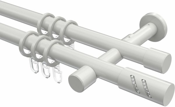 Gardinenstange Metall 20 mm Ø 2-läufig PRESTIGE - Zoena Weiß 100 cm