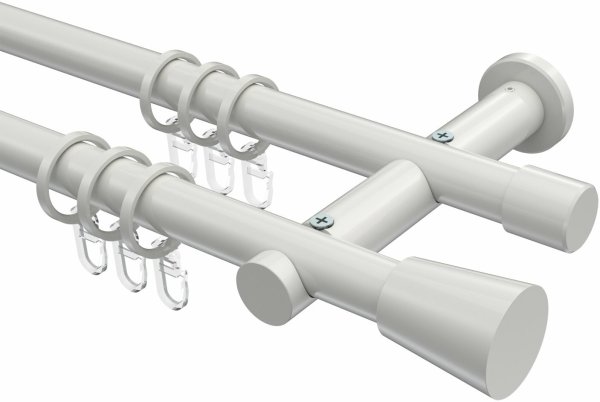 Gardinenstange Metall 20 mm Ø 2-läufig PLATON - Sitra Weiß 100 cm