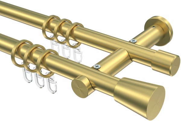 Gardinenstange Messing-Optik 20 mm Ø 2-läufig PLATON - Sitra 100 cm