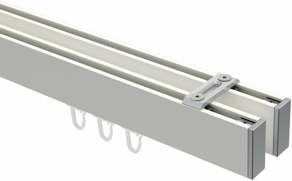 Innenlauf Gardinenstange Deckenmontage Aluminium / Metall eckig 14x35 mm 2-läufig SMARTLINE (Universal) - Paxo Weiß / Chrom 100 cm