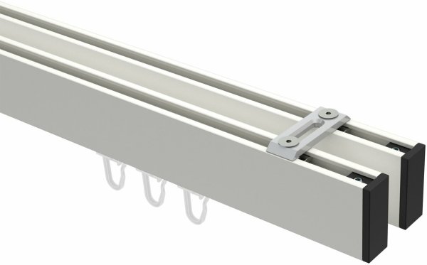 Innenlauf Gardinenstange Deckenmontage Aluminium / Metall eckig 14x35 mm 2-läufig SMARTLINE (Universal) - Paxo Weiß / Schwarz 100 cm