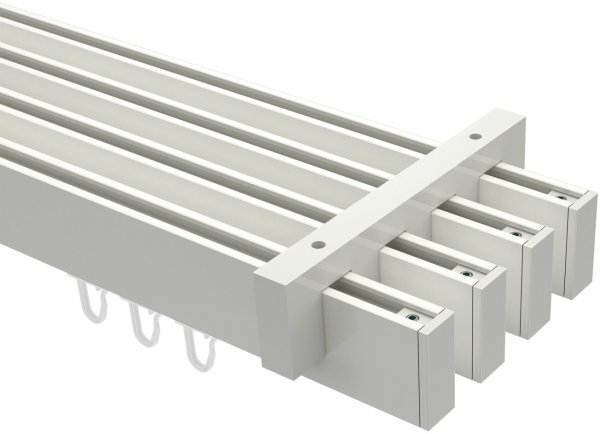 Innenlauf Gardinenstange Deckenmontage Aluminium / Metall eckig 14x35 mm 4-läufig SMARTLINE - Paxo Weiß 100 cm