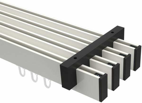 Innenlauf Gardinenstange Deckenmontage Aluminium / Metall eckig 14x35 mm 4-läufig SMARTLINE - Paxo Weiß / Schwarz 100 cm