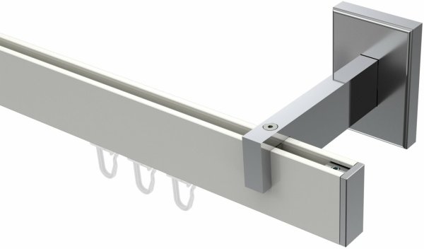 Innenlauf Gardinenstange Aluminium / Metall eckig 14x35 mm SMARTLINE - Paxo Weiß / Chrom 100 cm