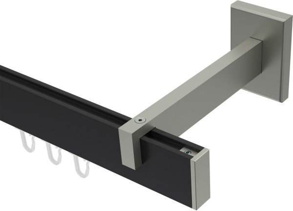 Innenlauf Gardinenstange Aluminium / Metall eckig 14x35 mm SMARTLINE - Paxo Schwarz / Edelstahl-Optik (WA lang) 100 cm