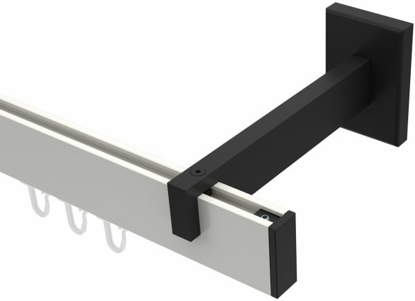 Innenlauf Gardinenstange Aluminium / Metall eckig 14x35 mm SMARTLINE - Paxo Weiß / Schwarz (WA lang) 100 cm