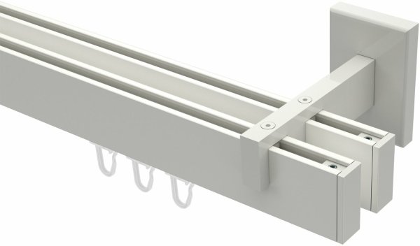 Innenlauf Gardinenstange Aluminium / Metall eckig 14x35 mm 2-läufig SMARTLINE - Paxo Weiß 100 cm