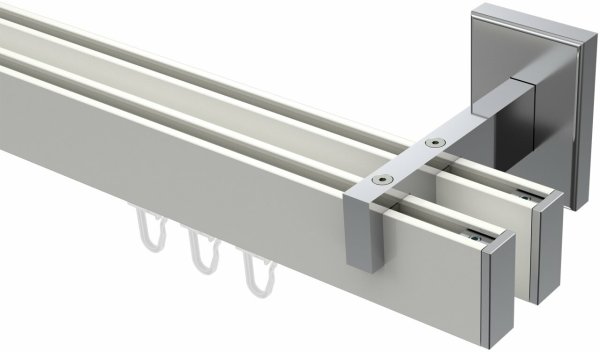 Innenlauf Gardinenstange Aluminium / Metall eckig 14x35 mm 2-läufig SMARTLINE - Paxo Weiß / Chrom 100 cm