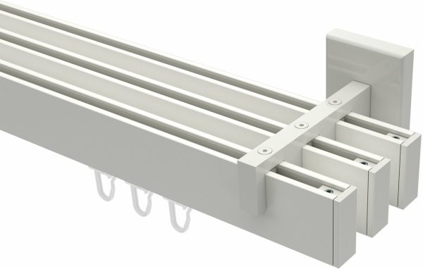 Innenlauf Gardinenstange Aluminium / Metall eckig 14x35 mm 3-läufig SMARTLINE - Paxo Weiß 100 cm