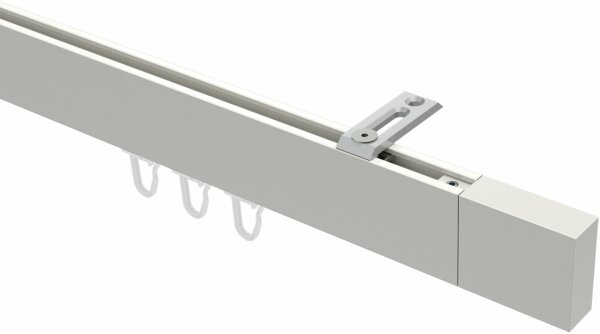 Innenlauf Gardinenstange Deckenmontage Aluminium / Metall eckig 14x35 mm SMARTLINE (Universal) - Lox Weiß 100 cm