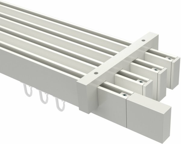 Innenlauf Gardinenstange Deckenmontage Aluminium / Metall eckig 14x35 mm 4-läufig SMARTLINE - Lox Weiß 100 cm