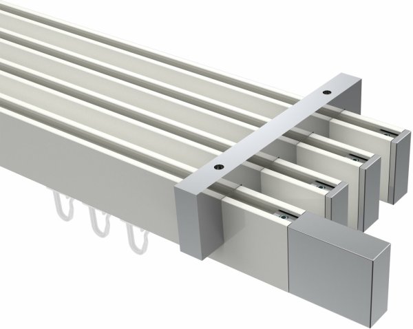 Innenlauf Gardinenstange Deckenmontage Aluminium / Metall eckig 14x35 mm 4-läufig SMARTLINE - Lox Weiß / Chrom 100 cm